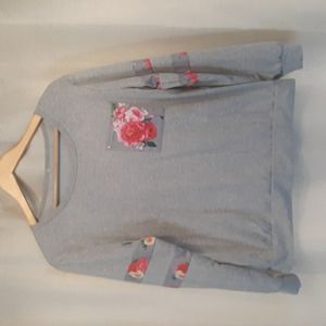 Grey and Floral Pattern Sweater